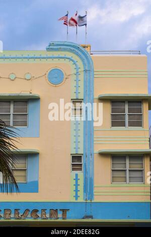 USA, Miami, Miami Beach, South Beach, Ocean Drive, Crescent Hotel Stockfoto