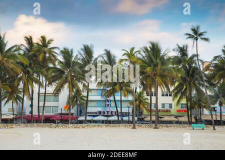 Usa, Miami, Miami Beach, South Beach, Art Deco Hotels am Ocean Drive Stockfoto