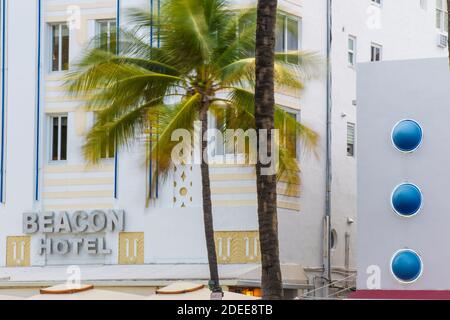 Usa, Miami, Miami Beach, South Beach, Ocean Drive, Beacon Hotel Stockfoto