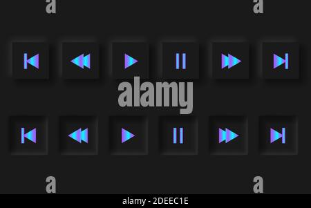 Play-Tasten, neomorphischer schwarzer Player. EPS 10 Stock Vektor