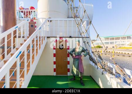 Das Thousand Sunny Boot wurde in der einteiligen Manga in Laguna Ten Bosch in Gamagori, Aichi, Japan, populär Stockfoto