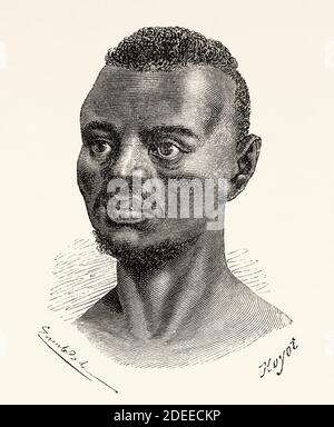 Rahma man, Äthiopien. Eingraviert aus dem 19. Jahrhundert, Erzählung einer Reise durch Abessinien von Guillaume Lejean aus El Mundo en La Mano 1879 Stockfoto