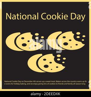 Der National Cookie Day am 4. Dezember serviert eine süße Leckerbissen. Bäcker im ganzen Land wärmen die Öfen für Urlaub Backen, und wir genießen es, Dosen zu geben Stock Vektor