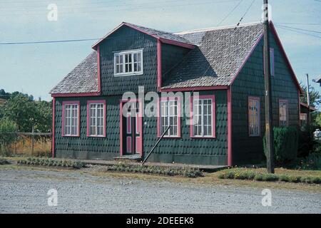 Chiloé Island, Chile. Ancud (gescannt von Fujichrome Provia) Stockfoto