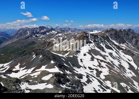 Malerische Aussicht auf schneebedeckte Berge gegen Himmel Stockfoto