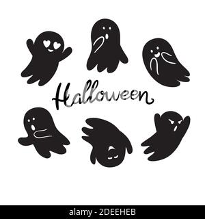 Grusel Geister Design, Halloween-Zeichen-Icons gesetzt Stock Vektor