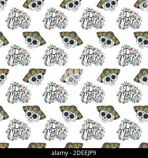 Nahtlose calaveras Hintergrund, Tag der Toten Muster Stock Vektor