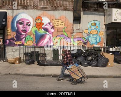 Wandgemälde an der E. 3rd St. in Brooklyn, NY. Stockfoto
