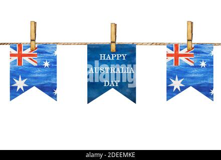 Schöne Zeichnung der australischen Flagge in verschiedenen Formen Stockfoto