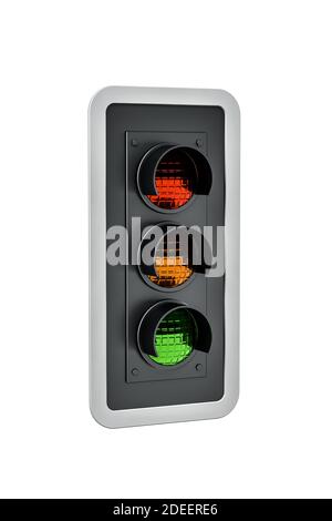 Ampel auf weißem Hintergrund isoliert - 3d-Rendering Stockfoto