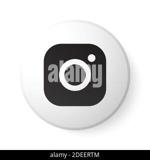 Instagram Kreis weiße Taste mit schwarzem Logo. Social Media-Symbol mit modernem Design für weißen Hintergrund. 3D Runde Vorlage mit schöner Form Stock Vektor