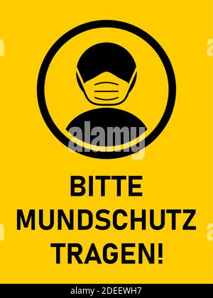 Bitte Mundschutz tragen Vertikales Anweisungssymbol mit einem Seitenverhältnis von 3:4. Vektorbild. Stock Vektor