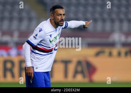 Turin, Italien. 30. Nov, 2020. turin, Italien, Olimpico Grande Torino Stadion, 30 Nov 2020, Fabio Quagliarella (UC Sampdoria) während Turin FC vs UC Sampdoria - Italienische Fußball Serie A Spiel Kredit: Francesco Scaccianoce/LPS/ZUMA Wire/Alamy Live News Stockfoto