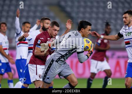 Olimpico Grande Torino Stadion, Turin, Italien, 30 Nov 2020, Emil Audero (UC Sampdoria) während Turin FC vs UC Sampdoria, Italienischer Fußball Serie A Spiel - Foto Francesco Scaccianoce / LM Stockfoto