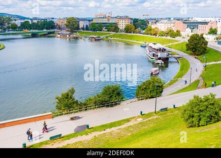 Ufer der Weichsel. Krakau, Kreis Kraków, Woiwodschaft Kleinpolen, Polen, Europa Stockfoto