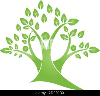 Menschen, Baum, Blätter, Pflanzen, Naturheilkunde, Logo Stock Vektor