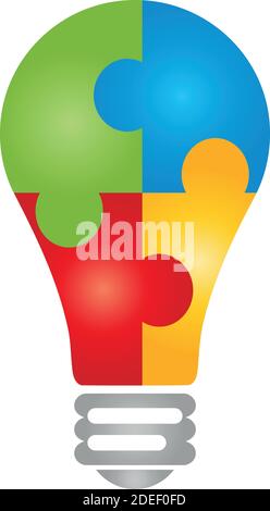 Lampe, Puzzle, Idee, Technologie, Logo Stock Vektor