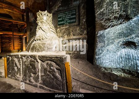 Statue von König Kasimir III der große. Das Salzbergwerk Wieliczka in der südpolnischen Stadt Wieliczka liegt im Großraum Kraków. Wie Stockfoto