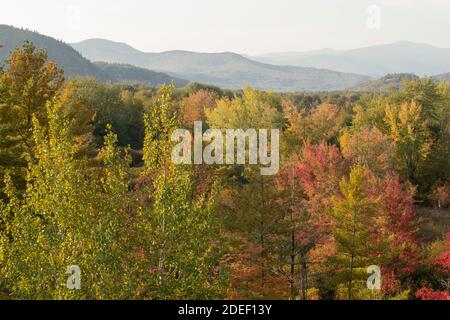 "The Whites" sind eine Bergkette, die 25% des nördlichen New Hampshire und kleinen Abschnitt des westlichen Maine bedeckt. Sie sind Teil des Appalachischen Mou Stockfoto