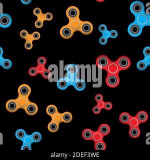 Spinner, beliebte Anti-Stress-Spielzeug nahtlose Muster Hintergrund. Vektorgrafik. Stock Vektor