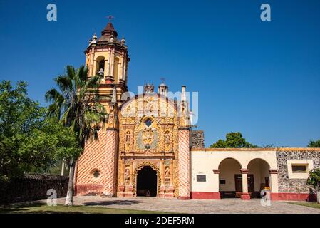 Die Franziskanermission Misión San Miguel Concá in den Bergen der Sierra Gorda, Queretaro, Mexiko Stockfoto