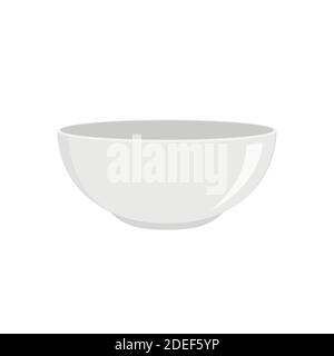 Saubere weiße Keramikschüssel für Suppe oder Salat isoliert auf weißem Hintergrund. Vektorgrafik flach. Stock Vektor