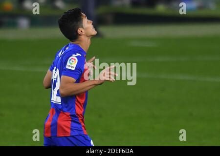 Sevilla, 30/11/2020. Primera Division Spanische Liga. Liga. Benito-Villamarín-Stadion. Real Betis - SD Eibar. Yoshinori Muto (Eibar) während des Spiels. Fotograf: Juan José Úbeda/PROSHOTS. Kredit: Pro Shots/Alamy Live Nachrichten Stockfoto