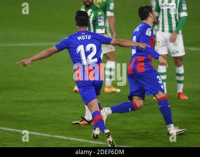 Sevilla, 30/11/2020. Primera Division Spanische Liga. Liga. Benito-Villamarín-Stadion. Real Betis - SD Eibar. Yoshinori Muto (Eibar) während des Spiels. Fotograf: Juan José Úbeda/PROSHOTS. Kredit: Pro Shots/Alamy Live Nachrichten Stockfoto