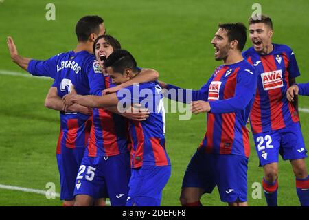 Sevilla, 30/11/2020. Primera Division Spanische Liga. Liga. Benito-Villamarín-Stadion. Real Betis - SD Eibar. Eibar´s Spieler während des Spiels. Fotograf: Juan José Úbeda/PROSHOTS. Kredit: Pro Shots/Alamy Live Nachrichten Stockfoto