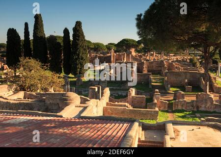 Ostia Antica Ruinen, in der Nähe von Rom, Italien Stockfoto