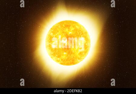 Helle Sonne gegen die dunklen Sternenhimmel im Sonnensystem, Elemente dieses Bild von der NASA eingerichtet Stockfoto