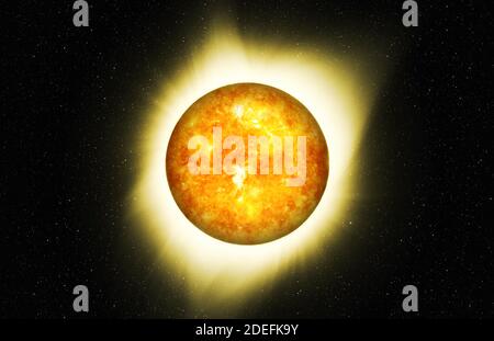 Helle Sonne gegen die dunklen Sternenhimmel im Sonnensystem, Elemente dieses Bild von der NASA eingerichtet Stockfoto