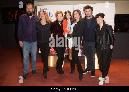 Maxence tual, Carole Franck, Celine Sallette, Keren-Ann Zajtelbach, Audrey Diwan, Pio Marmai und Jeanne Rosa nehmen am 16. April 2019 an der Pariser Premiere von 'mais Vous Etes Fous' im Kino UGC Cine Cite Les Halles Teil. Foto von Nasser Berzane/ABACAPRESS.COM Stockfoto