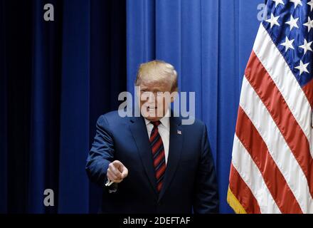 US-Präsident Donald Trump nimmt an einer Opportunity Zone-Konferenz mit Staats-, lokalen, Stammes- und Gemeindeführern im South Court Auditorium am 17. April 2019 Teil. Foto von Olivier Douliery/ABACAPRESS.COM Stockfoto