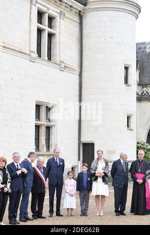 Graf von Paris, Jean von Orleans, Gräfin von Paris, Prinzessin Philomena von Orleans und ihre Kinder, Prinz Gaston und Prinzessin Antoinette nehmen an einer Zeremonie zum 500. Todestag des italienischen Renaissance-Malers und Wissenschaftlers Leonardo da Vinci im Chateau d'Amboise am 2. Mai 2019 in Amboise Teil, Frankreich. Foto von David Niviere/ABACAPRESS.COM Stockfoto