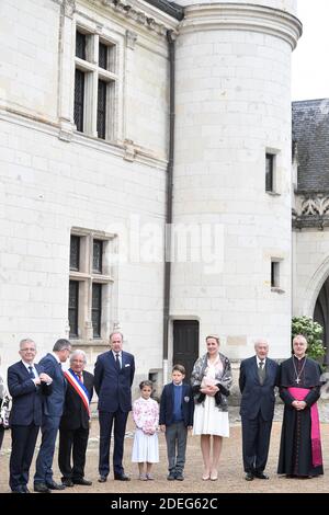 Graf von Paris, Jean von Orleans, Gräfin von Paris, Prinzessin Philomena von Orleans und ihre Kinder, Prinz Gaston und Prinzessin Antoinette nehmen an einer Zeremonie zum 500. Todestag des italienischen Renaissance-Malers und Wissenschaftlers Leonardo da Vinci im Chateau d'Amboise am 2. Mai 2019 in Amboise Teil, Frankreich. Foto von David Niviere/ABACAPRESS.COM Stockfoto