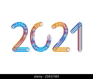 Bunte Brushstroke Farbe Schrift Kalligraphie von 2021 Happy New Year Hintergrund. Vektorgrafik EPS10. Stock Vektor