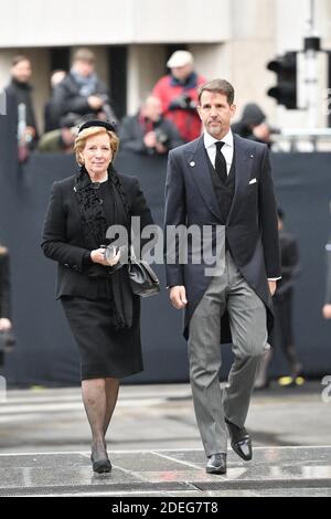 Pavlos, Kronprinz von Griechenland und Mutter Königin Anne-Marie von Griechenland bei der Beerdigung des Großherzogs Jean von Luxemburg in der Kathedrale Notre-Dame von Luxemburg in Luxemburg-Stadt, Luxemburg am 4. Mai 2019. Großherzog Jean von Luxemburg starb am 98. April 23, 2019. Foto von David Niviere/ABACAPRESS.COM bei der Beerdigung des Großherzogs Jean von Luxemburg in der Kathedrale Notre-Dame von Luxemburg in Luxemburg-Stadt, Luxemburg am 4. Mai 2019. Großherzog Jean von Luxemburg starb am 98. April 23, 2019. Foto von David Niviere/ABACAPRESS.COM Stockfoto