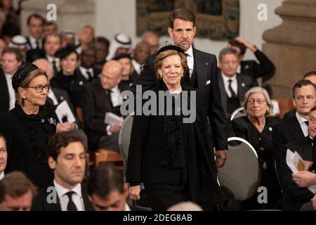 Pavlos, Kronprinz von Griechenland und Mutter Königin Anne-Marie von Griechenland bei der Beerdigung des Großherzogs Jean von Luxemburg in der Kathedrale Notre-Dame von Luxemburg in Luxemburg-Stadt, Luxemburg am 4. Mai 2019. Foto von Cour Grand-ducale/Sophie Margue/Pool/ABACAPRESS.COM Stockfoto