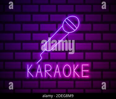 Karaoke rosa leuchtendes Neon ui ux-Symbol. Leuchtende Zeichen Logo Vektor . Bright Vektor Neon-Zeichen . Karaoke-Party Stock Vektor