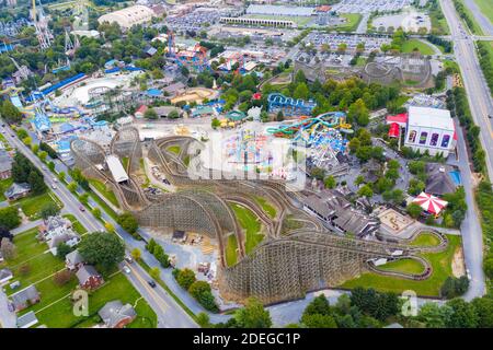 Luftaufnahme des Hersheypark Amusement Park, Hershey, PA, USA Stockfoto