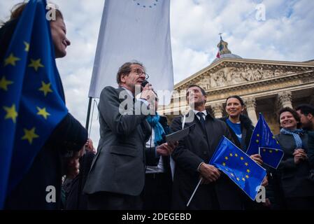 Gilles Le Gendre, David Vaillant, Sandro Gozi und Roxana Maracineanu nehmen an einer Hommage an Simone Veil am Europatag in Paris, am 9. Mai 2019, Teil. Foto von Julie Sebadelha/ABACAPRESS.COM Stockfoto