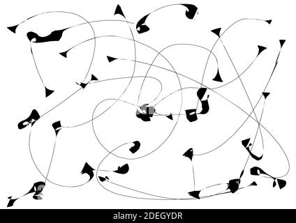 Kostenlose schwarze Tinte Zeichnung auf weißem Hintergrund. Schwarz-weiß abstrakte Tapete Illustration. Minimalistische Wandkunst Stockfoto