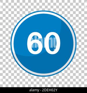 Blaue Mindestgeschwindigkeit Grenze 60 Straßenschild isoliert auf transparent Hintergrunddarstellung Stock Vektor