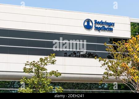 Sep 17, 2020 Fremont / CA / USA - Boehringer Ingelheim Hauptsitz im Silicon Valley; die Boehringer Ingelheim Gruppe ist eines der weltweit größten Pharmaunternehmen Stockfoto