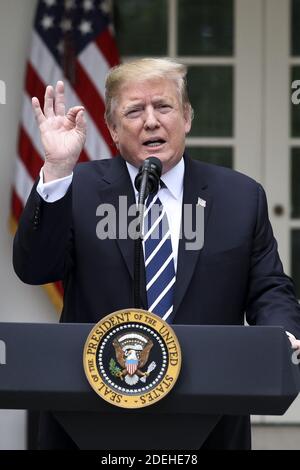 Präsident Donald Trump spricht am 22. Mai 2019 im Rosengarten des Weißen Hauses in Washington, DC, USA. Foto von Oliver Contreras/Pool/ABACAPRESS.COM Stockfoto