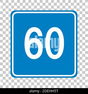 Blaue Mindestgeschwindigkeit Grenze 60 Straßenschild isoliert auf transparent Hintergrunddarstellung Stock Vektor
