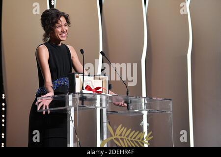 Mati Diop spricht nach der Verleihung des Grand Prix Preises für den Film "Atlantique" bei der Abschlussfeier während der 72. Jährlichen Filmfestspiele von Cannes am 25. Mai 2019 in Cannes, Frankreich.Foto von David Niviere/ABACAPRESS.COM Stockfoto