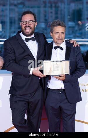 Juliano Dornelles und Kleber Mendonça Filho, Preisträger des Jurypreises für Bacurau Teilnahme an der Winners Photocall im Rahmen der 72. Internationalen Filmfestspiele von Cannes am 25. Mai 2019 in Cannes, Frankreich. Foto von Aurore Marechal/ABACAPRESS.COM Stockfoto