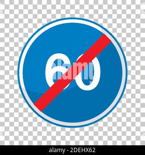 Blaue Mindestgeschwindigkeit Grenze 60 Straßenschild isoliert auf transparent Hintergrunddarstellung Stock Vektor